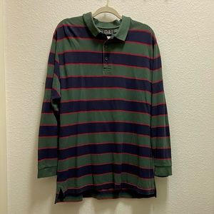 Green, Navy, and Red Striped Button Down